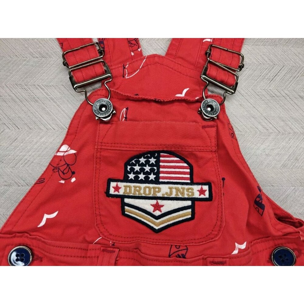 Vintage Drop Jeans Overalls 6-12 Months Red Nautical Fishing Sailboat - Picture 2 of 8